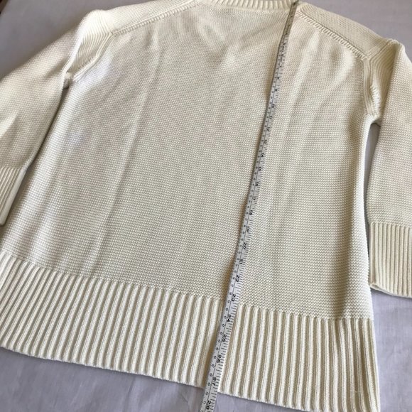 Everlane The Link-Stitch V-Neck Sweater Small Ivory Cream Bone Off White Cotton - Picture 12 of 14